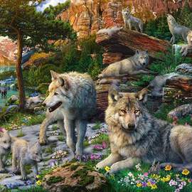 Puzzle 1500 Jarní vlci