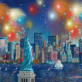 Puzzle 1000 Statue of Liberty with fireworks